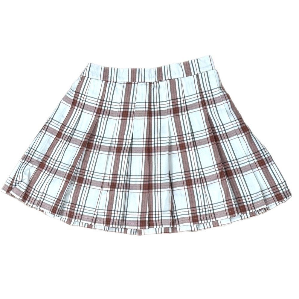 New Aerie AEO Plaid Pleated Class Act Mini Skirt Stretchy Waist Women’s Size M - Picture 5 of 11
